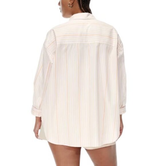 Aritzia Wilfred Free pinstriped relaxed button up shirt women's size M - Picture 3 of 9